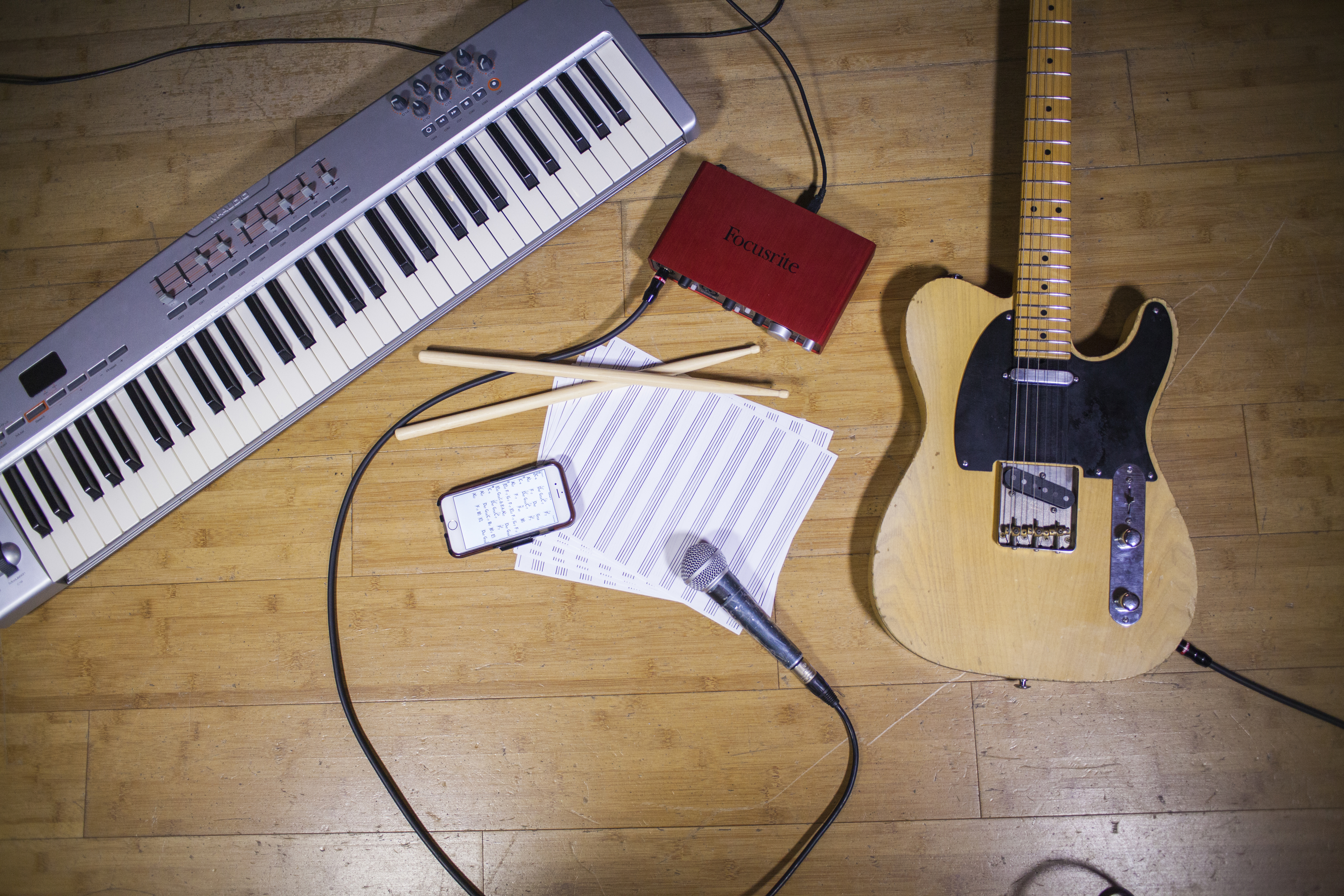 music instruments on the floor