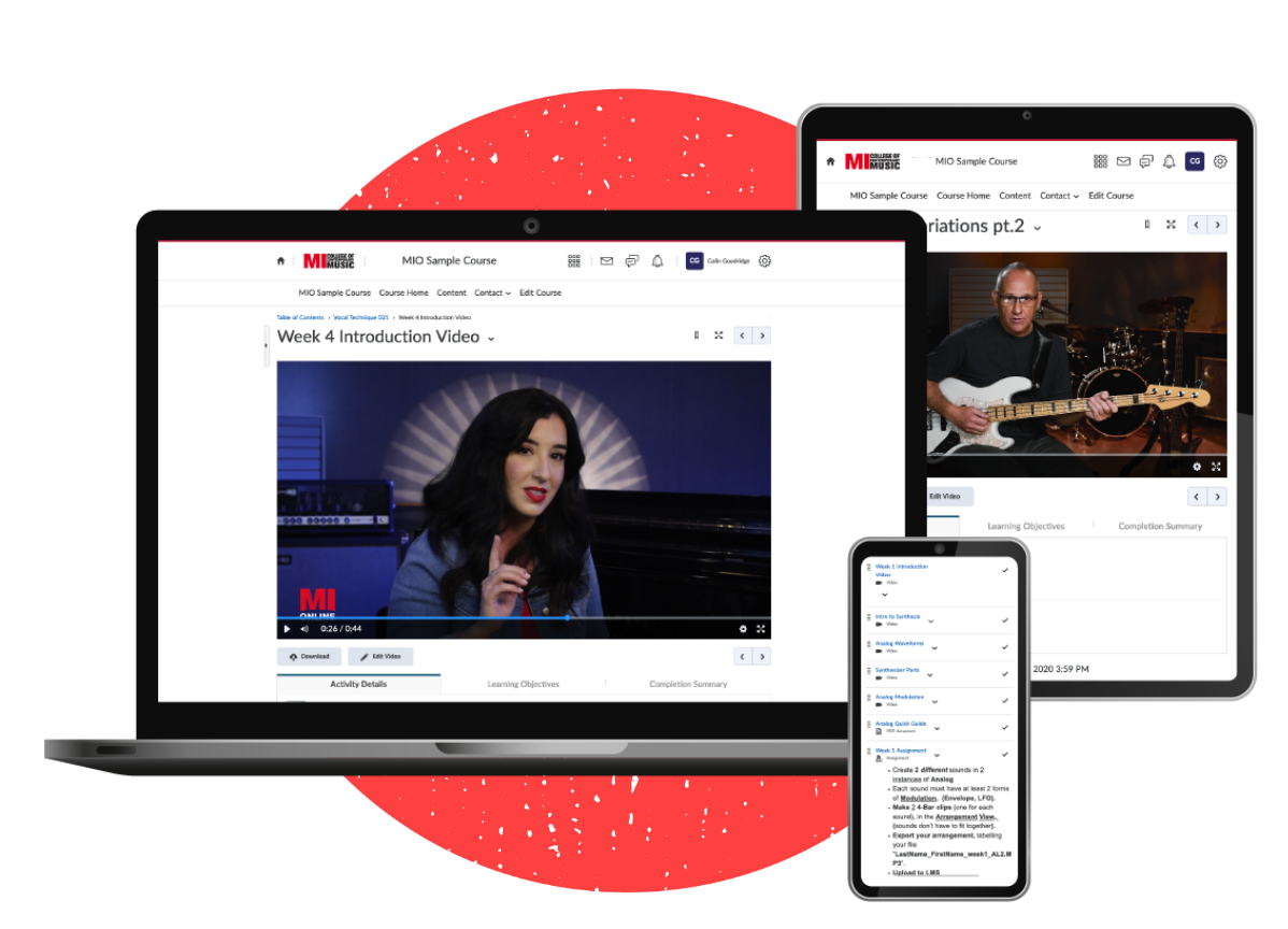 Musicians Institute Online Mockup