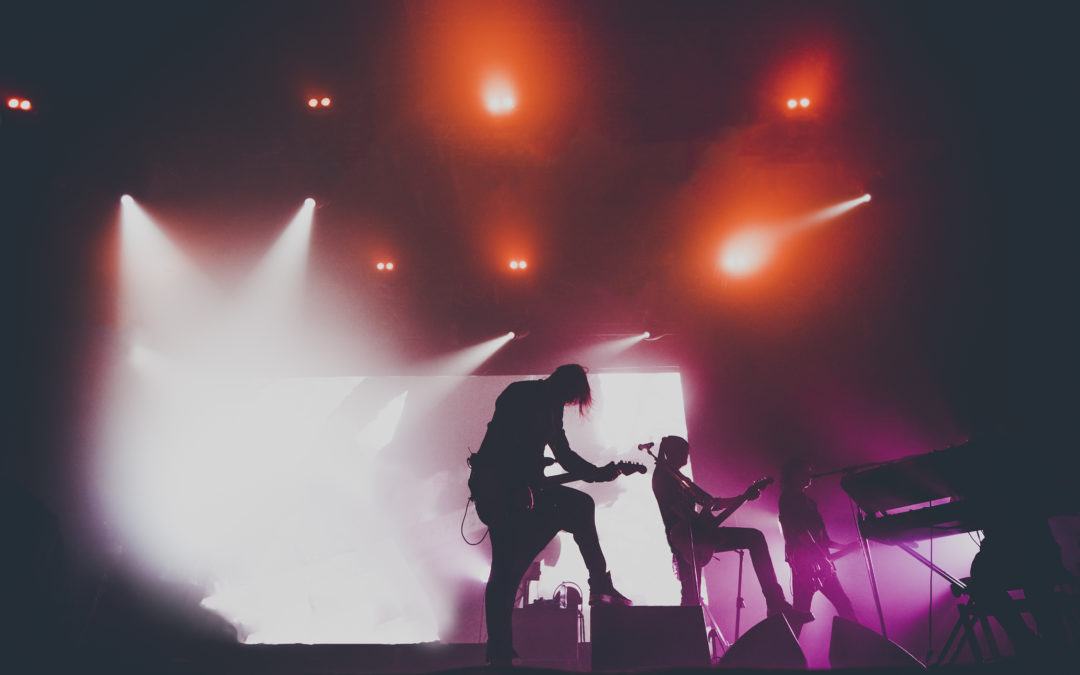 rock band performing on-stage at a concert